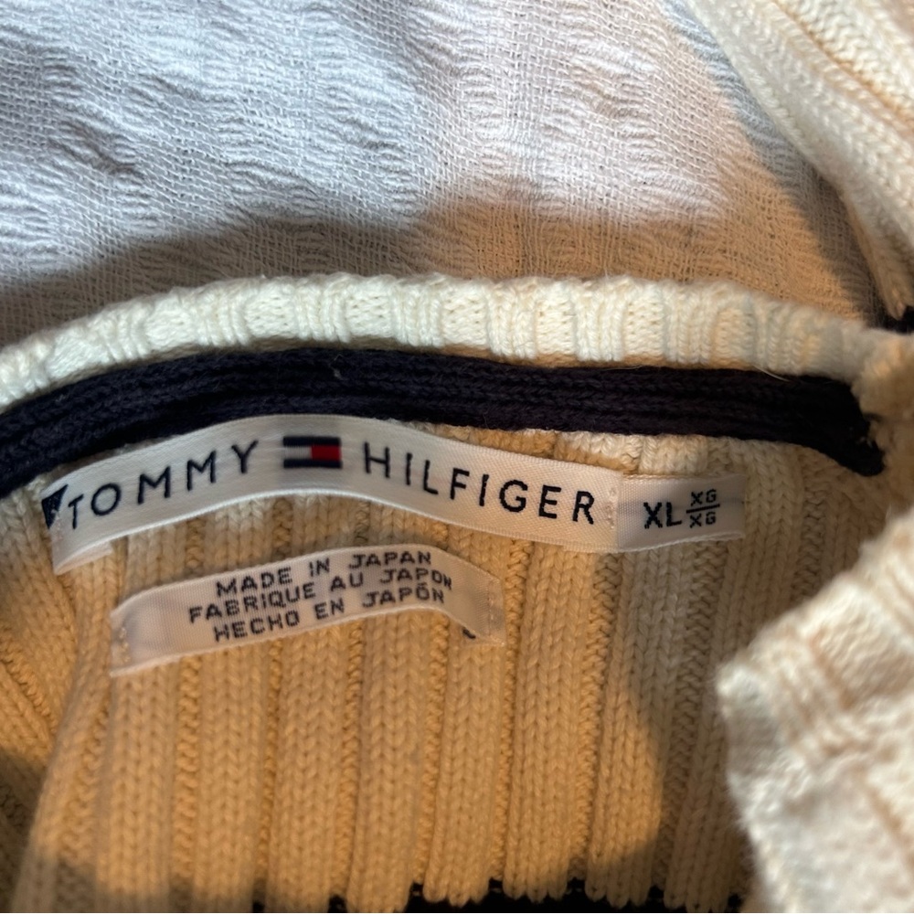 Tommy Hilfiger Cream and Black Crew Neck Sweater - Picture 4 of 4